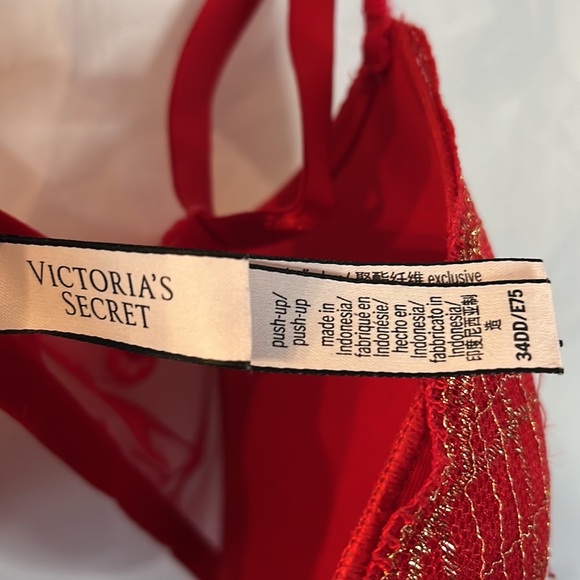 Red/Gold Victoria’s Secret Push Up Bra 34DD - Picture 3 of 3